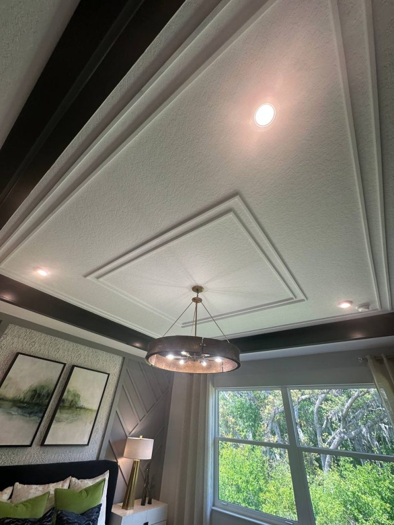 Coffered ceiling detail with natural light